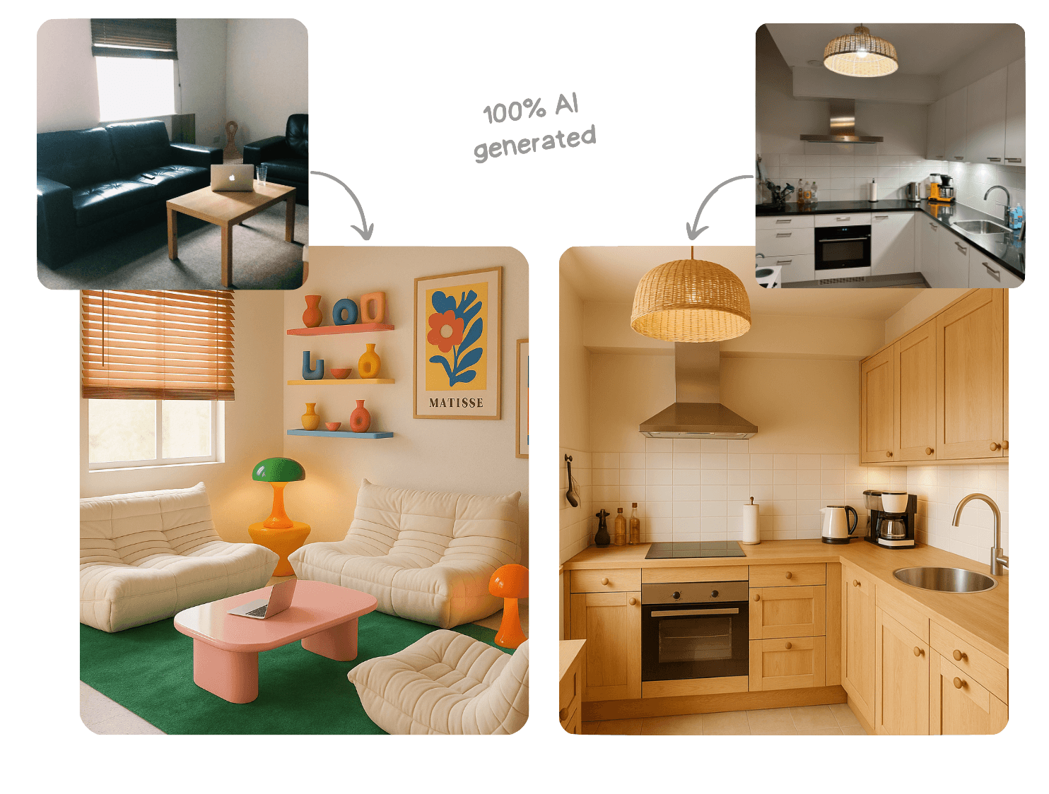 AI interior design mobile app interface