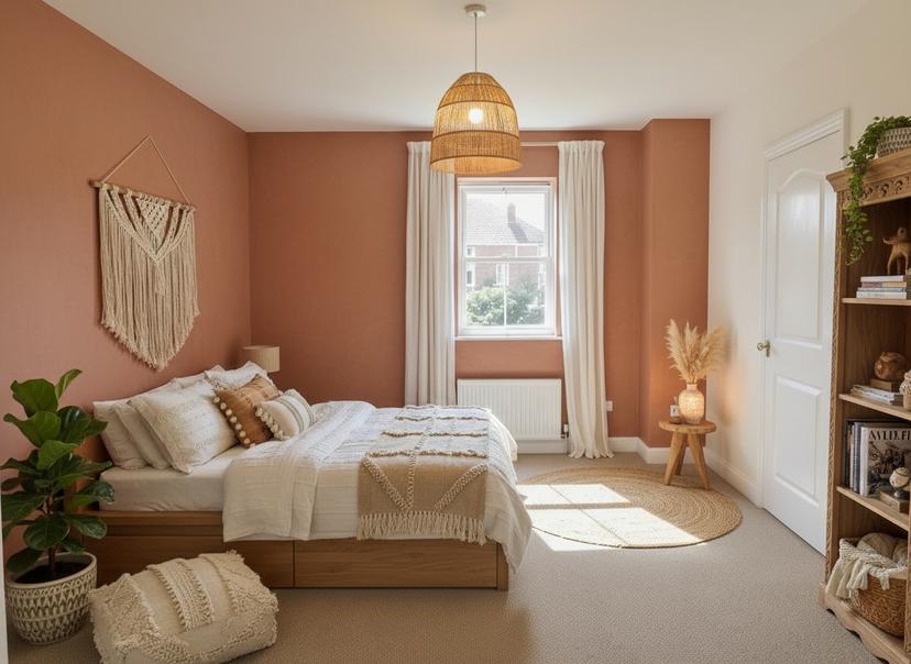 Bohemian staged bedroom after virtual staging