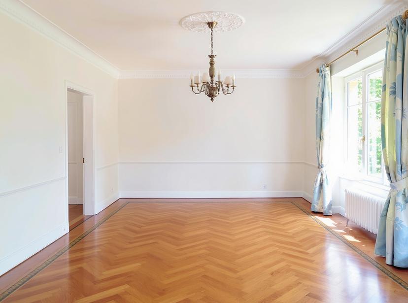 Empty dining room before virtual staging