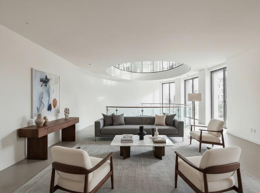 Contemporary staged living room after virtual staging