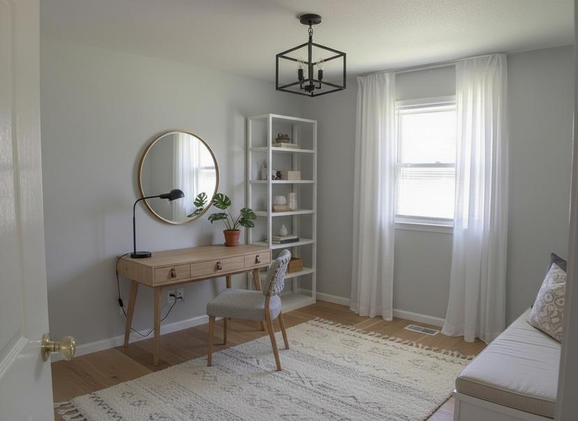 Scandinavian staged office after virtual staging