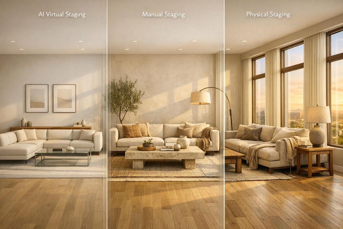 Virtual Staging for Large Projects: AI vs. Manual Methods