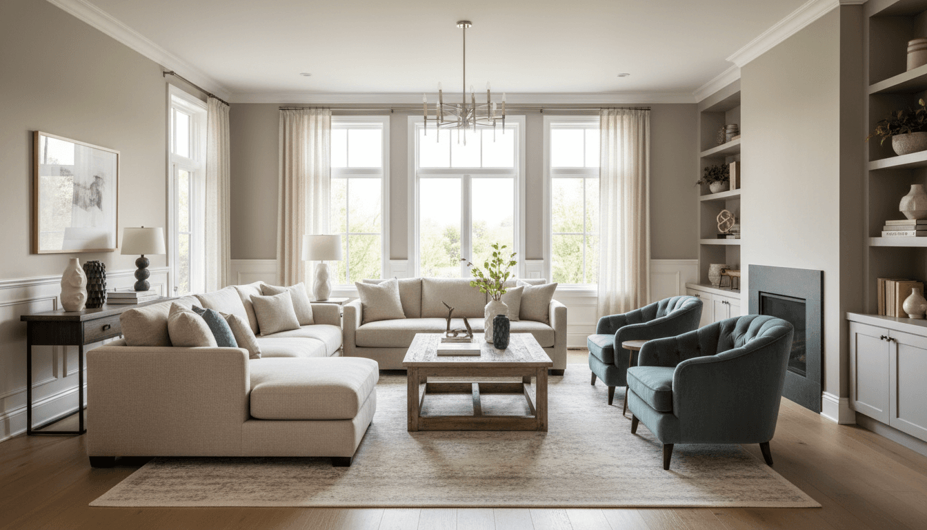 Transitional Living Room design 1